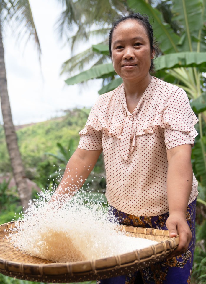 In Laos, recipients receive guidance in animal husbandry in the livelihoods programme.