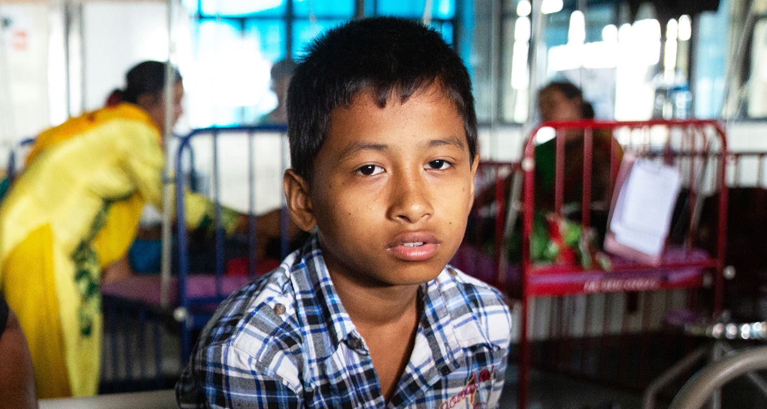 Samarpan in Nepal awaiting sight-saving cataract surgery.