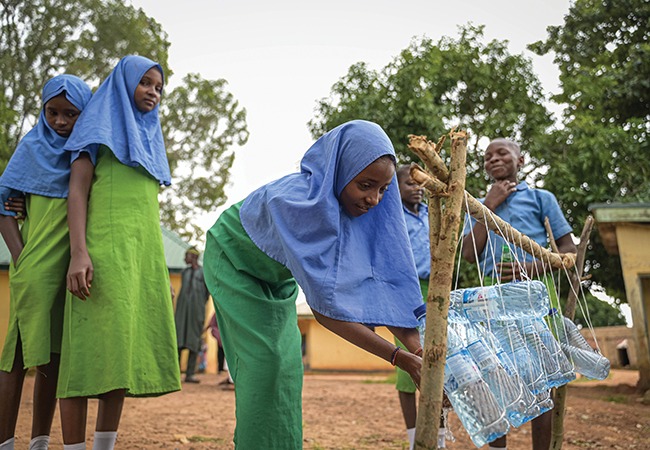 A WASH station at a rural primary school