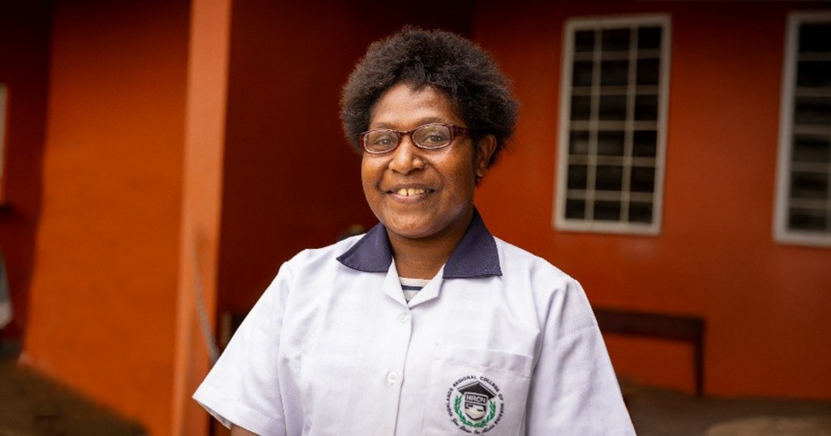 Benifa received an eye test and glasses from a cbm-funded eye clinic in Papua New Guinea