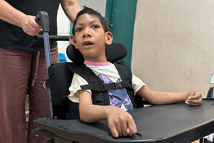 Arilise experiencing her first wheelchair